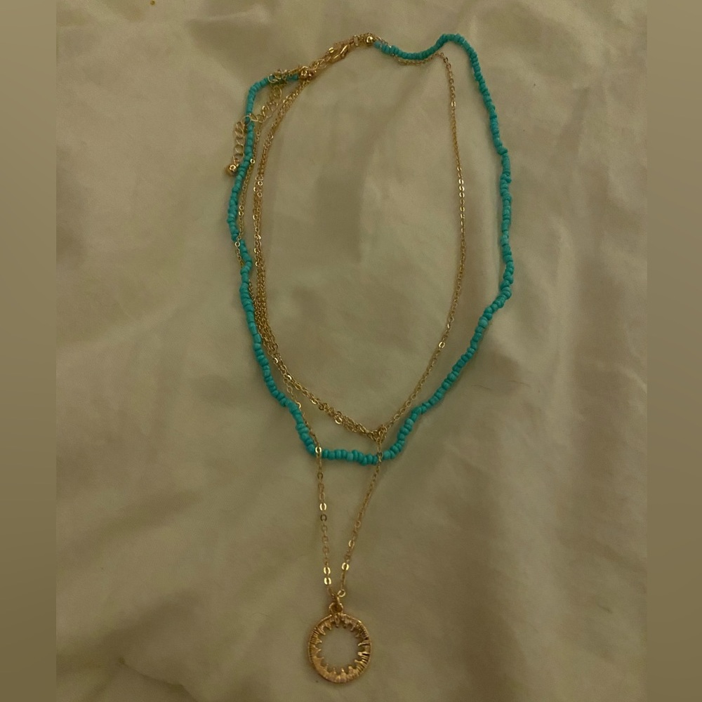 Teal & Gold Necklace